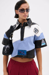 GUESS WHAT STRIPE COLLARED BLOUSE