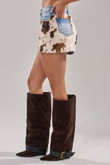 OVER YOU COWHIDE MINI SKIRT