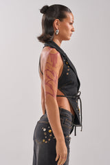 SPACE AND TIME STUDDED DENIM VEST