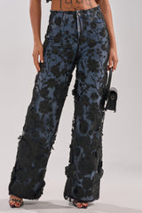 DONT GIVE UP RELAXED DENIM WITH TULLE OVERLAY