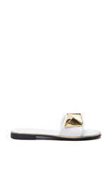 AKIRA BENNO WHITE SLIP ON SANDAL