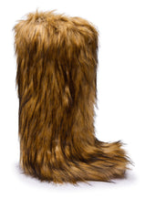 AZALEA WANG FAYES BROWN MULTI FURRY KNEE HIGH FLAT BOOT