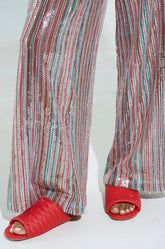 AKIRA GAIA RED BRAIDED FLAT SLIP ON SANDAL