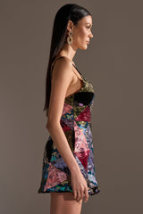MIXED EMOTIONS BROCADE MINI DRESS