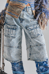 FORGET ME NOT DENIM CARGO BERMUDA SHORT