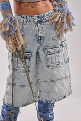 FORGET ME NOT DENIM CARGO BERMUDA SHORT