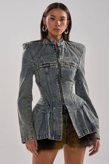 MALLORCA PEPLUM DENIM JACKET