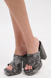 AKIRA LAMONT SNAKE SANDAL CHUNKY PLATFORM