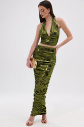 TAYLOR METALLIC RUCHED MAXI SKIRT
