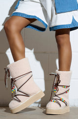 TIGHTROPES BEIGE SHERPA WITH BEADS FLAT BOOTIE