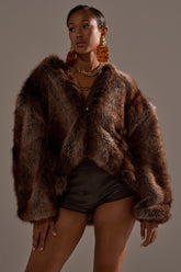 NATURAL INSTINCTS HOODED FUR BOMBER