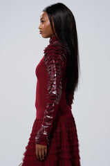 VELMA VINYL SCALE TOP IN BURGUNDY