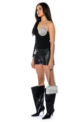 ALL THE GLAM RHINESTONE DETAIL TOP