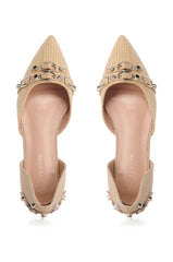 AZALEA WANG AELLA TAN WOVEN BALLET FLAT