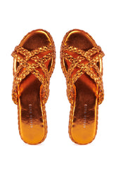 AZALEA WANG AMMON ORANGE METALLIC BRAIDED SANDAL