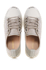 AZALEA WANG GRACELYNN SILVER LACE UP SPARKLE SNEAKER