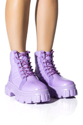 AZALEA WANG MERCEDES PUFFER FLATFORM BOOT IN PURPLE