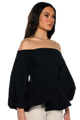 EVELYN OFF THE SHOULDER POPLIN BLOUSE