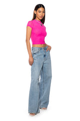 PAXTON MESH SHORT SLEEVE TSHIRT IN PINK