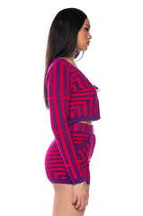 STELLA MAGENTA TIE FRONT CARDIGAN