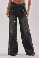 SPACE AND TIME STUDDED DENIM