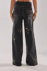 SPACE AND TIME STUDDED DENIM