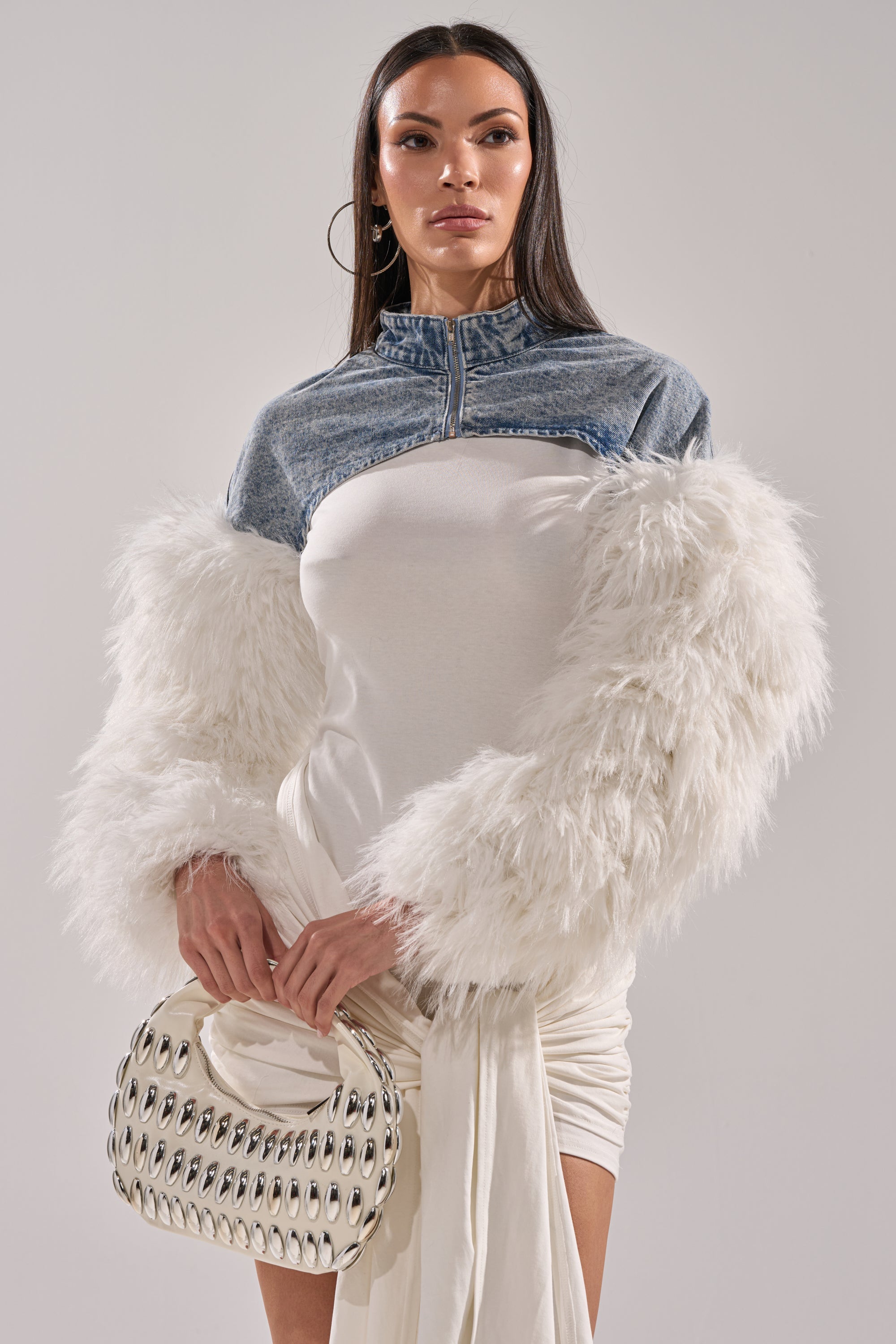 CELESTE FUR SLEEVE BOLERO