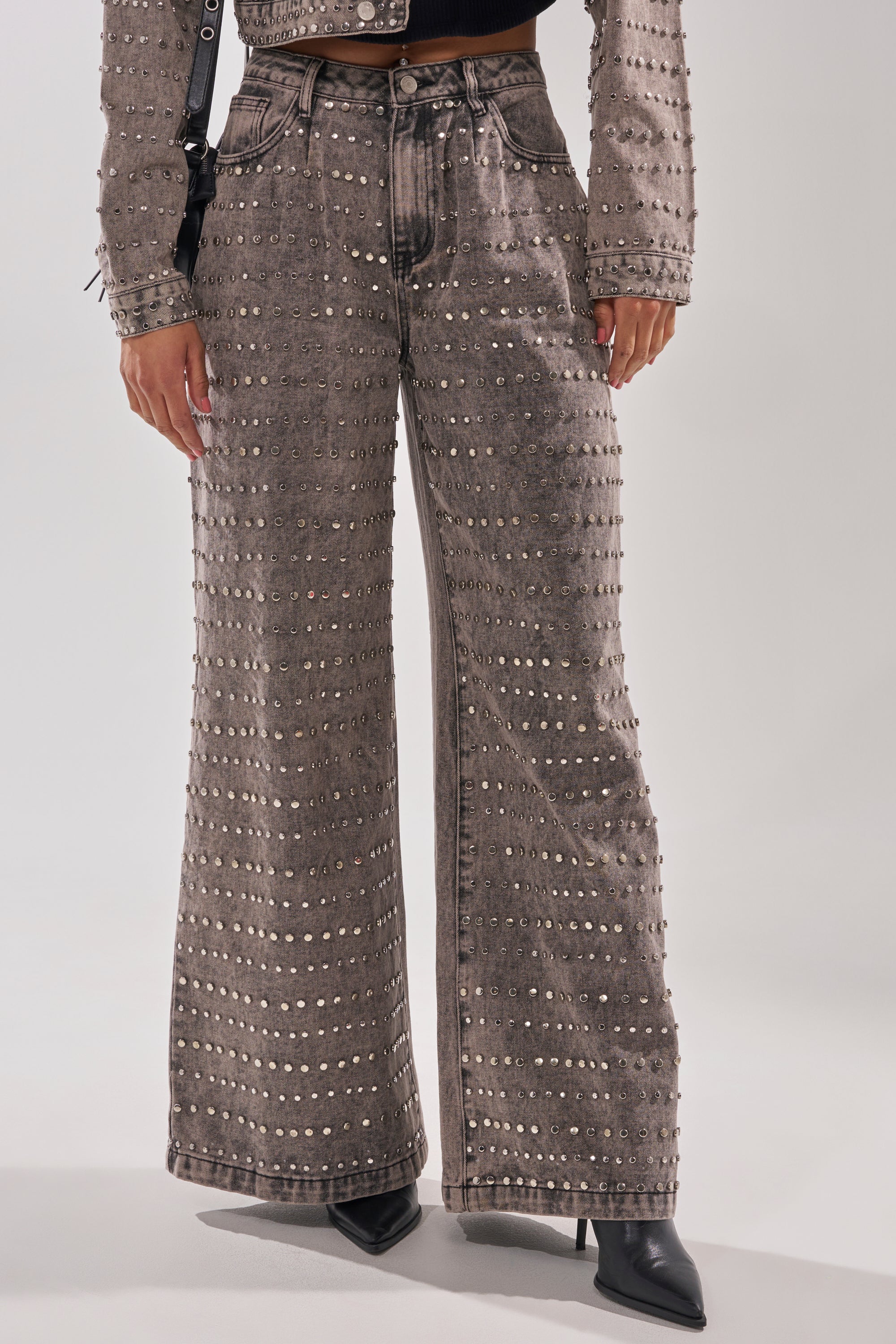 RIZZO STUDDED WIDE LEG DENIM