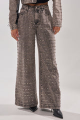 RIZZO STUDDED WIDE LEG DENIM
