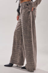 RIZZO STUDDED WIDE LEG DENIM