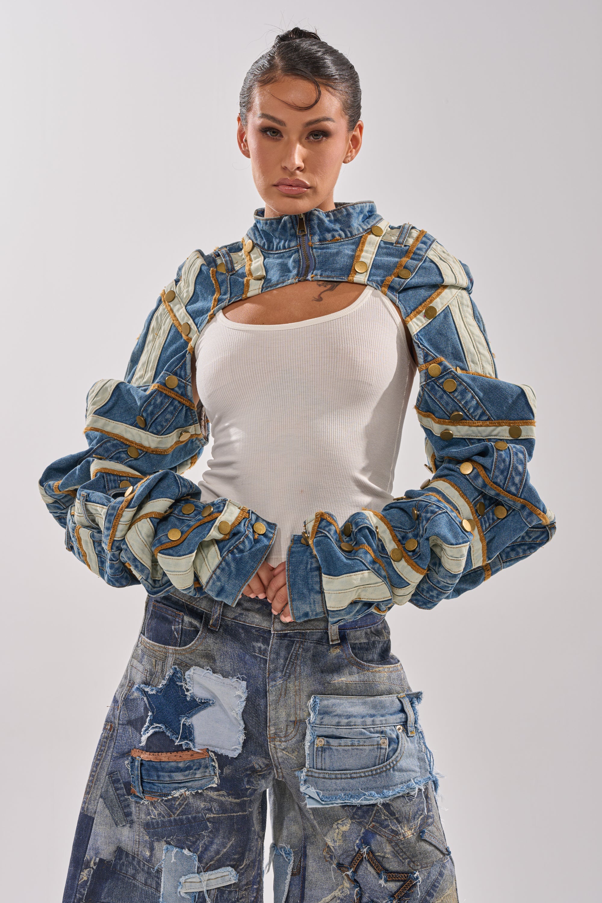 STACKED UP DENIM BOLERO