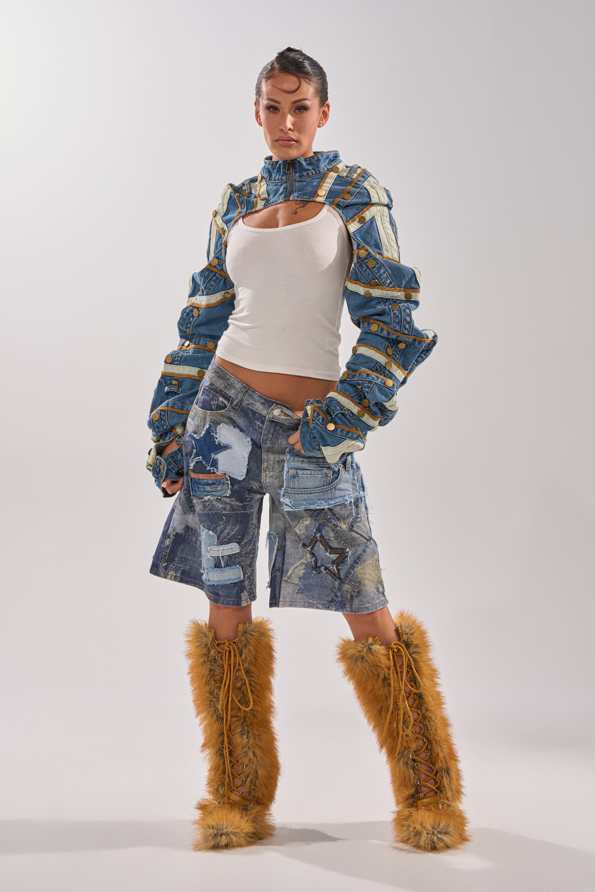 STACKED UP DENIM BOLERO