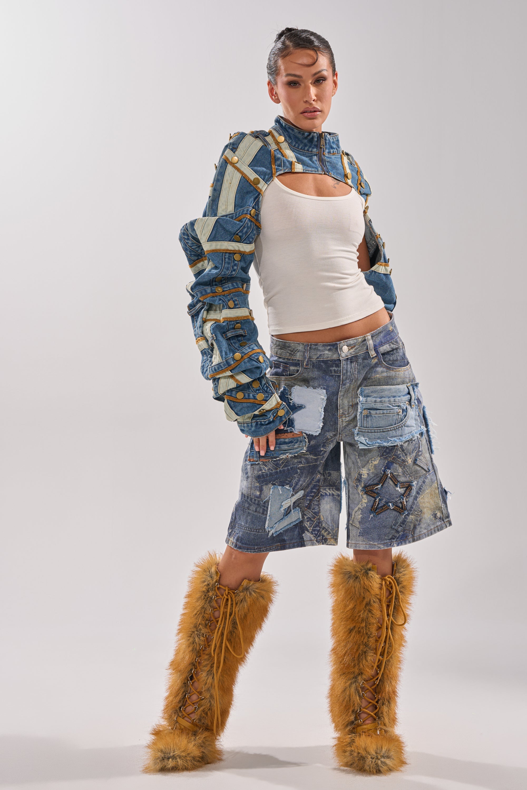 STACKED UP DENIM BOLERO