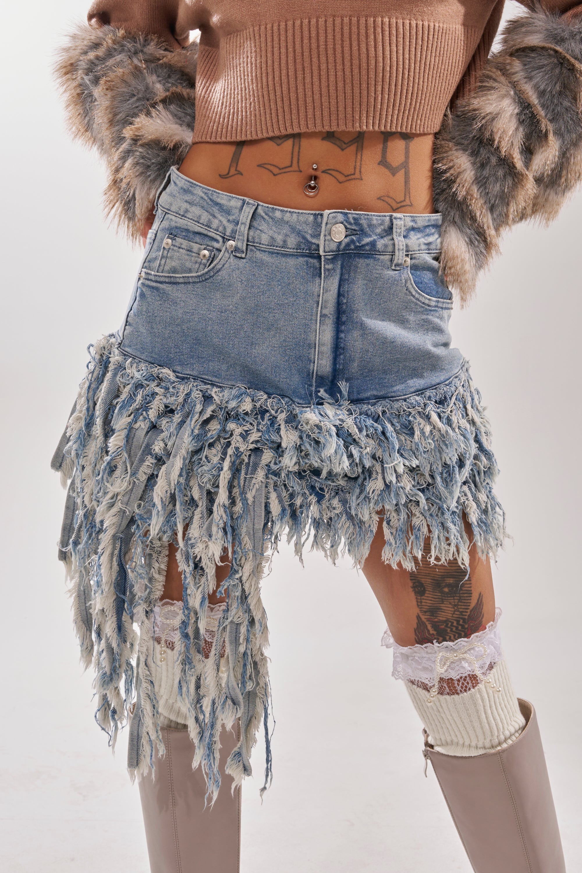 OPEN UP YOUR LOVE DENIM SKIRT