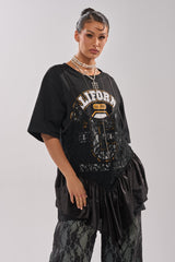 BEVERLY HILLS DIVA LACE OVERLAY TEE