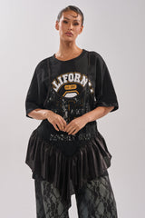 BEVERLY HILLS DIVA LACE OVERLAY TEE