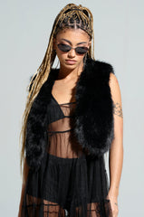 LIGHTS OUT FAUX FUR VEST IN BLACK