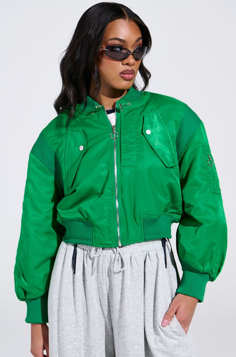 LUCKY ME ASYMMETRICAL BOMBER IN GREEN