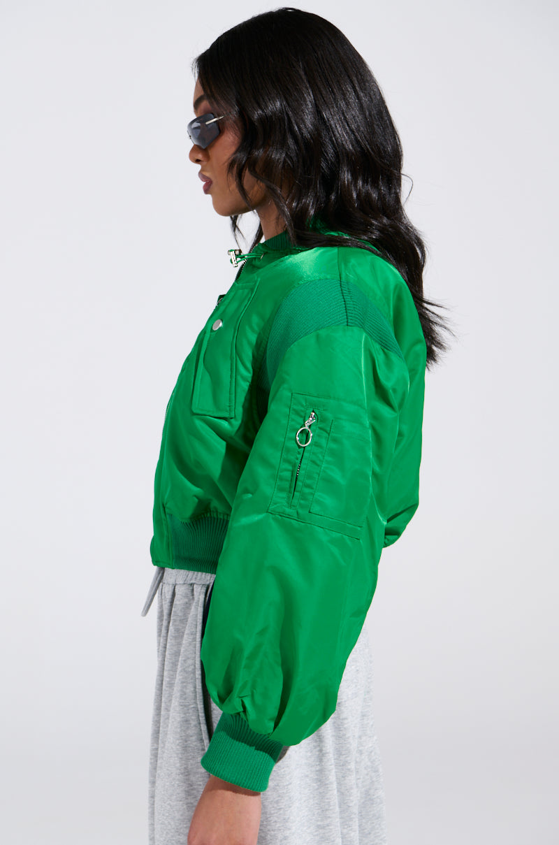 LUCKY ME ASYMMETRICAL BOMBER IN GREEN