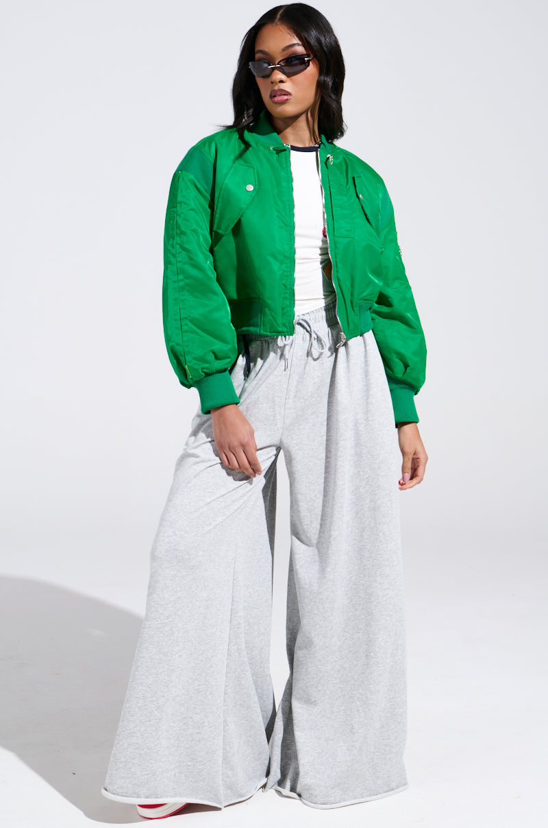 LUCKY ME ASYMMETRICAL BOMBER IN GREEN
