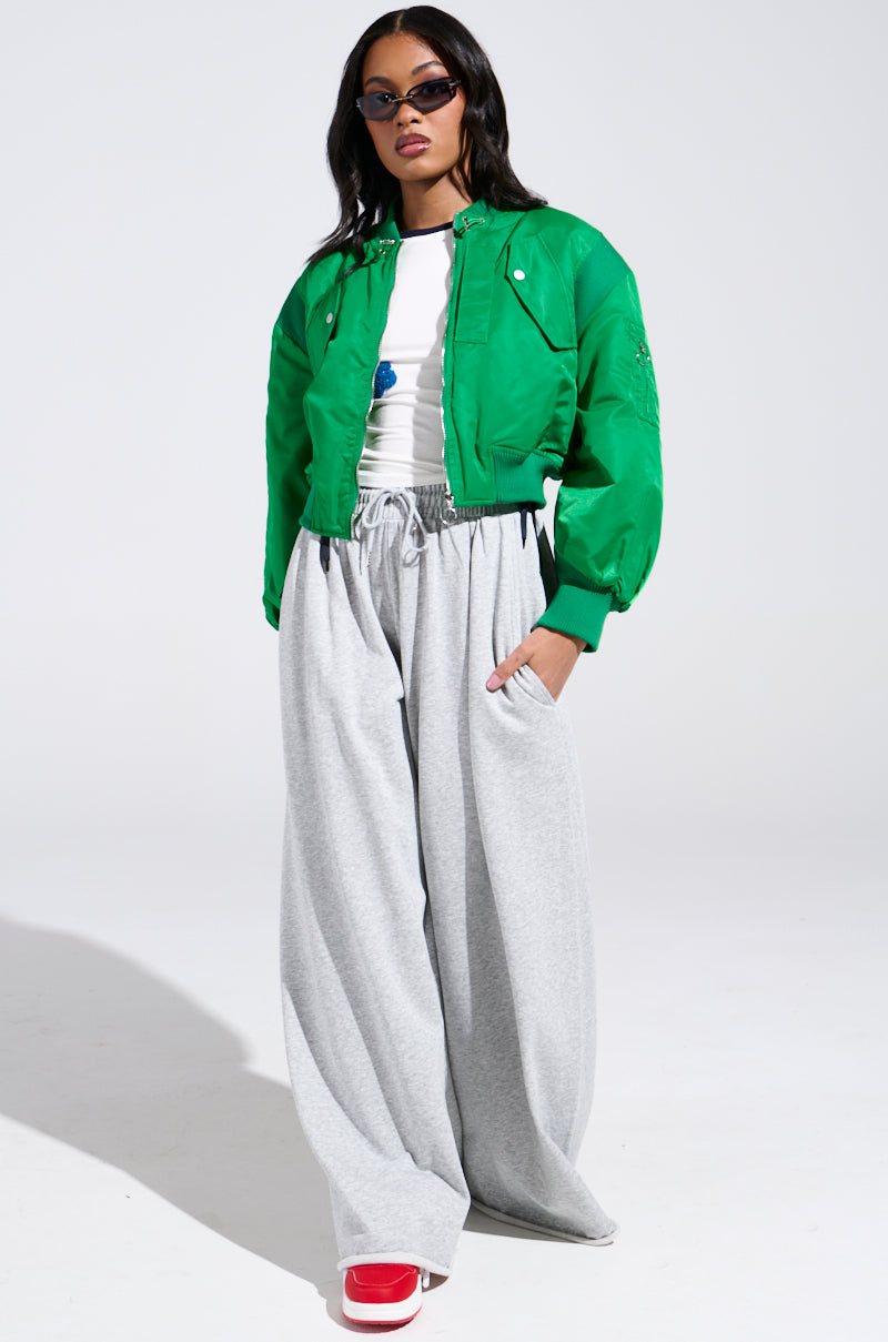 LUCKY ME ASYMMETRICAL BOMBER IN GREEN