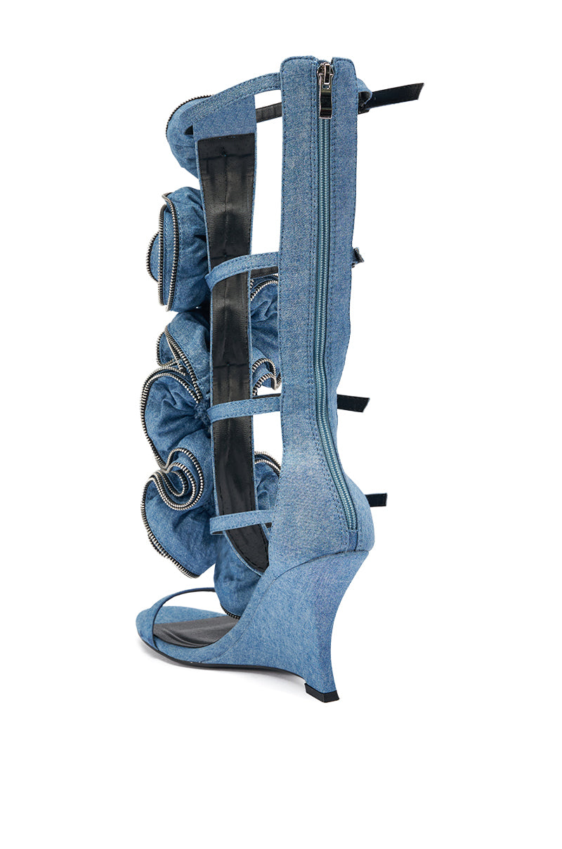 AZALEA WANG ATLANTIC DENIM GLADIATOR WEDGE