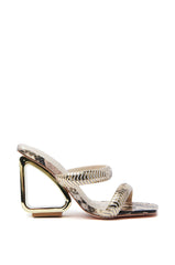 AZALEA WANG BESSIE BROWN MULTI SNAKE WEDGE SANDAL