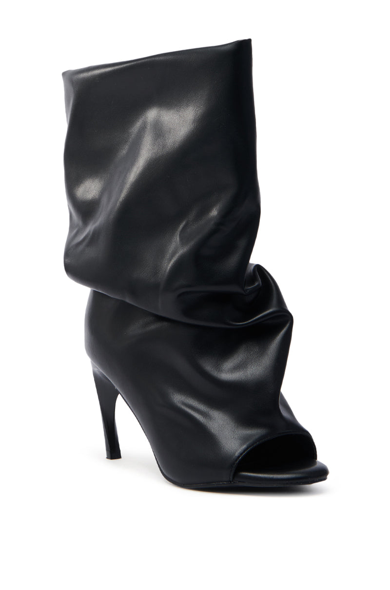 AZALEA WANG CLASSIE BLACK OPEN TOE BANANA HEEL BOOTIE