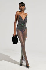 ACTIN BRAND NEW RHINESTONE MESH MAXI DRESS