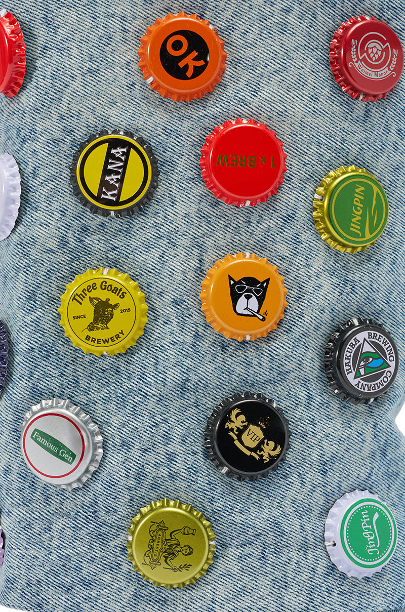 AZALEA WANG EAVEN WEDGE EMBELLISHED DENIM BOOTIE