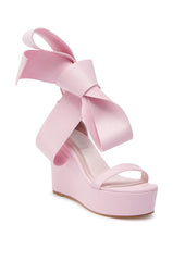 AZALEA WANG EMEKA PINK PLATFORM SANDAL WITH BOW
