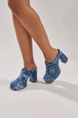 AZALEA WANG FLOREA DENIM PRINT MULE