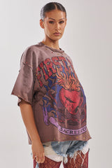 SACRED HEARTH RHINESTONE DISTRESSED TEE