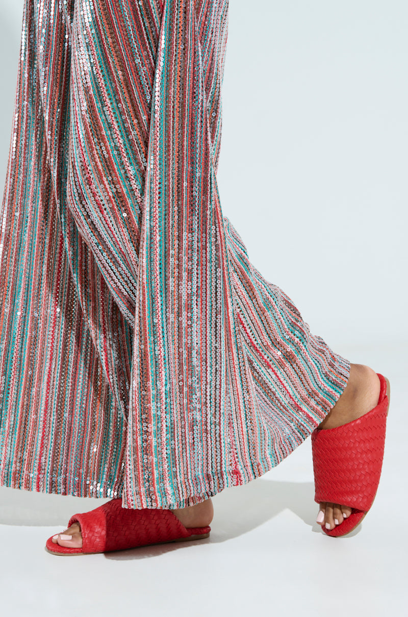 AKIRA GAIA RED BRAIDED FLAT SLIP ON SANDAL